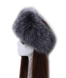 Winter Thick Fox Hair Circle Russian Hat y Headband Female Fur Headband Furry Headband Wide Headdress Ski Hat Accessories 2103292612568