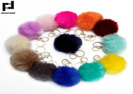 BASEHOME Trinket Pompons Keychains Faux Fur Keychain y Key Chains Trinkets Pom Pom Keychain(Gold Color Chain)3247740