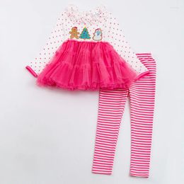 Clothing Sets Girlymax Christmas Tree Baby Girls Snowman Embroidery Stripe Dots Tutu Pants Ruffles Set Kids