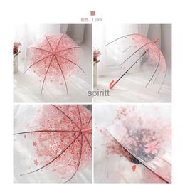 Umbrellas Romantic Transparent Clear Flowers Bubble Dome Cute Designer Goth Women Sun Umbrella for Wind Heavy Rain Adults YQ240105