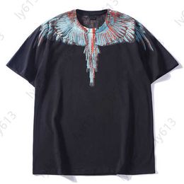 Graphic Tee Shirts Men Summer Designer T Shirt Classic Tide Phantom Wings With Colourful Feather Lightning Blade Half Sleeve Tshirt