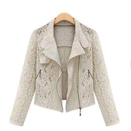 Lace Biker Jacket Autumn Brand High Quality Full Outwear Leisure Casual Short Metal Zipper FREE SHIP 240104