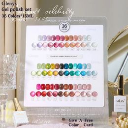 Glenys 36 color cats eye nail polish gel polishing set with color card semi permanent UV LED varnish gel series nail polish set 240105