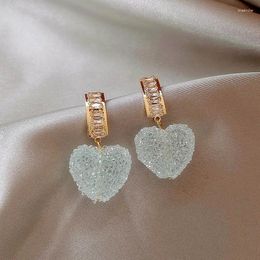 Dangle Earrings 2024 Arrival Trendy Lovely Pink Heart For Women Fashion Cute Sweet Crystal Jewellery Girl Gifts 4 Colours