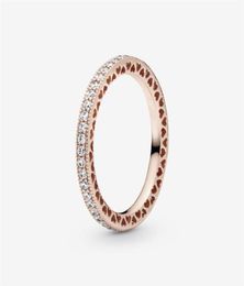 925 Sterling Silver Sparkle & Hearts Ring for Women Wedding CZ Diamond 18K Rose Gold298M1204225