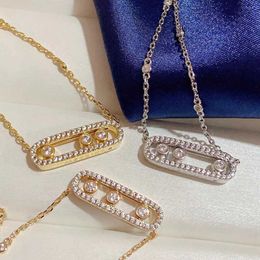 Ожерелья с подвесками для женщин Серебряный дизайнерский комплект ювелирных изделий из 18-каратного золота Подвижный браслет с бриллиантами Унисекс Модная вечеринка Рождественские свадебные подарки День рождения для девочек Круто