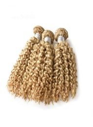 Blonde Kinky Curly Hair Extension 613 Kinky Curly Brazilian Virgin Remy Hair Extension Kinky Wavy 3 Bundles Deals Fast Ship For B8963440