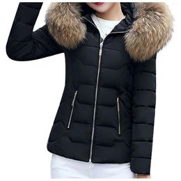 Women's Down Winter Jacket Hooded Fur Collar Wadded Parka Thick Warm Coat Long Sleeve Slim Fit Waterproof Wear On Both