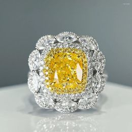 Cluster Rings CNZX NGTC Diamond Ring 2.33ct 18K Gold Fancy Light Yellow Diamonds Wedding Engagement Female For Women Fine