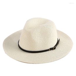 Berets Summer Unisex Ribbon Sun Hat Casual Vacation Panama Topper Straw Women Beach Jazz Men Hats Foldable Chapeau