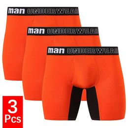 Underpants 3pcs/lot Large Size Men Panties Underwear Mens Long Leg Boxer Shorts Bamboo Fiber Underpants Male Mid Waist Breathable Boxers