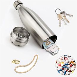 Outdoor sports shunt water bottle with storage detachable bottom safe and secret collect box for pill storage &hidden money gift240Y
