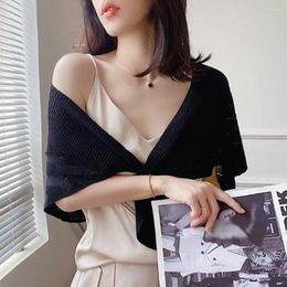 Scarves Leaf Knitted Hollow Shawl Cross Solid Colour Blouse Shoulder Fake Collar Clothes Decoration Korean Style Knot