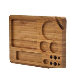 Other Smoking Accessories Natural Wood Rolling Tray Portable Household Smoking Accessories With Groove Exquisite Square Tobacco Roll T Dh2X8