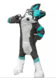 Long-Haired Wood Grey Wolf Husky Mascot Costume Suits Halloween