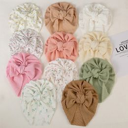 12pc/lot Floral Prints Bow Baby Girl Turban Infant Cotton Beanie Cap for Baby Turban Hat Toddler Hat Kids Girls Hair Accessories 240105