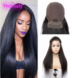 Malaysian Human Hair Kinky Straight 13X4 Lace Front Wig Pre Plucked With Baby Hair Coarse Yaki 1030inch5117727