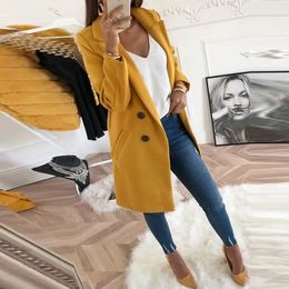 Women Woollen Blends Overcoats 2023 Autumn Winter Long Sleeve Casual Oversize Outwear Jackets Coat Plus Size 5XL 240105