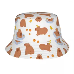 Berets Hip Hop Capybara Cartoon Bucket Hat Teen Lightweight Outdoor Fishing Caps Bob Hats