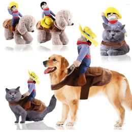 Dog Apparel Suit Pet Clothes Cowboy Horse Riding Costume Novelty Party Clothing Funny TJM9083