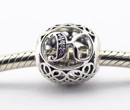 Vintage Letter K Clear CZ Silver Beads Fits Bracelets Authentic Sterling-Silver Bead DIY Charm Wholesale Charms LE015-K3313904