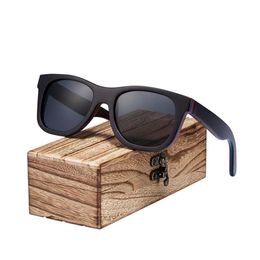 Barcur New Skateboard Wood Sunglasses Men Polarized Uv400 Protection Sun Glasses Women With Wood Box C19022501217S