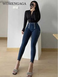 Women's Jeans WOMENGAGA Hot Sexy High Waist Denim Button Slim Buttocks Hip Lift Split Pencil Pants Stretch Boyfriend Jeans Mujer For Women YLG YQ240104