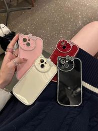 Luxury Designer Phone case Leather Cat lens iPhone 15 14 13 12 11 Pro max 14plus 7 8 plus X XR XS xsmax Minimalist phone case