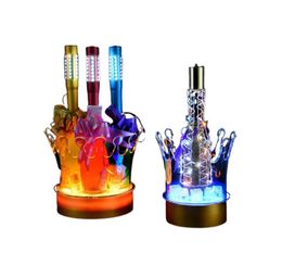 New Crown LED Rechargeable Ice Bucket LED Beer Holder Bar Cooler Container Acrylic Transparent Champagne wine beer ice bucket4026331