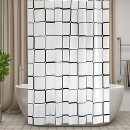 Waterproof Shower Curtain Mildew Proof Durable Bathroom Screens With Hook Modern Printed Bathtub Curtains Accessories 240105