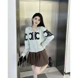 CE24 Women's Sweater Autumn/winter New Style Fashionable Triumphal Arch Printed Knitted Cardigan Coat