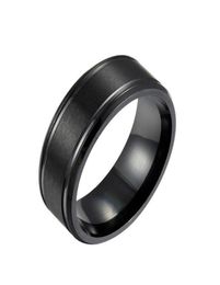 Loredana 8mm Black and White Gold Three Colors Solid Color Matte Double Bevel Stainless Steel Men039s Rings Tailored for Men Q05819132574