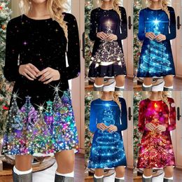 Casual Dresses Women Christmas Tree Print Long Lace Maternity Dress Short Rose Off Shoulder For Summer Cotton