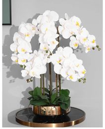 1 Set High Grade Artificial Orchids Arrangement Latex 3Dprint Real Touch Large Size Luxury Table Flower Home el Decor No Vase 240105