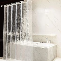 3D Shower Curtain Transparent Waterproof Mildew Proof Bath Curtains Modern EVA Environmental Bathroom With Hooks 240105