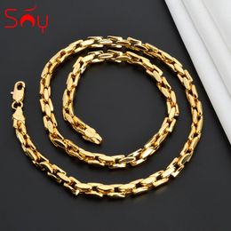 Sunny Jewellery Hiphop Link Chain Necklace for Women Man Statement Gold Colour Choker Classic Trendy Daily Wear Wedding Party Gift 240104