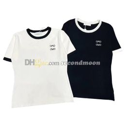 Contrast Colour T Shirt Women Short Sleeve Tee Designer Embroidered T Shirts Designer Breathable Tees