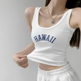 Women's Tanks Fashion Spring Summer Women Letter Print O-Neck Cotton T-Shirt Crop Top Office Lady Sports Clothing Girl Gift