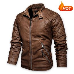 Men Fashion Leather Jacket Men Autumn Motorcycle Slim Fleece Jacket Coat Men Spring Outdoor Casual Motor Biker PU Leather Jacket 240104