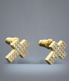 18K Gold Bling Cubic Zirconia Earring Studs Mens & Womens Hip Hop Stud Earrings Iced Out Diamond Rapper Jewellery Gifts for Boys Girls3306777
