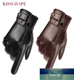 Men039s Winter Warm Fashion Waterproof Gloves Men Faux Leather Driving Gloves Thin Leather Gloves for Touch Screen Brown Guante8149143