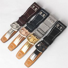 New Watchband 22mm Real Cow Genuine Leather Watch Band Strap Belt For IWC Big Pilot Watch Band 224y