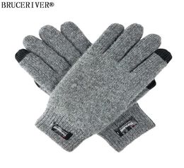 Bruceriver Men039s Pure Wool Knitted Touch screen Gloves with Thinsulate Lining and Elastic Rib Cuff H08189904435