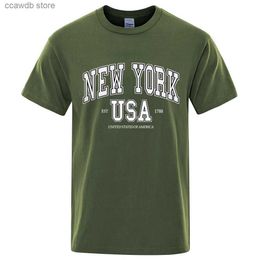 Men's T-Shirts New York Usa Est 1788 Street City Letter Graphic T-Shirt Men Casual Tee Clothes Summer Loose Cool Tshirt Cotton Oversize T Shirt T240105