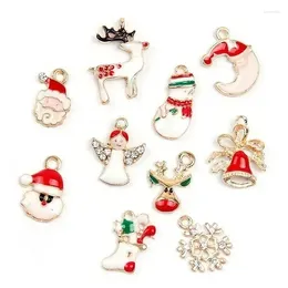 Dangle Earrings 1set Christmas Drip Oil Alloy Small Pendant DIY Jewelry Supplies Decoration Set Accessories Gifts