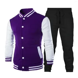 Men S Tracksuits Spring Solid Colour Patchwork Baseball Jacket Casual Fashion Sportswear Business Suits Colourful Mens Dress