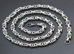 Mens Chain 4mm 5mm Silver Tone 316 Stainless Steel Byzantine Box Link Necklace Chain8836337