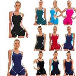 Patchwork Sport Swimsuit Plus Size Swimwear Women Professional Sport Bathing Suit Surfing Swimsuits Swimming Suit 240104