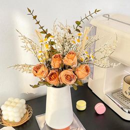 Decorative Flowers YOMDID Artificial For Wedding Decorations Centrepiece Rose Bouquet Fake Roses Lover Grass Home Table Room DIY Arrange