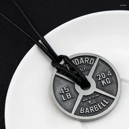 Pendant Necklaces Vintage Punk Fitness Gym Necklace Weight Plate Barbell Weightlifting Bodybuilding Exercise Jewellery Stainless Steel Gift